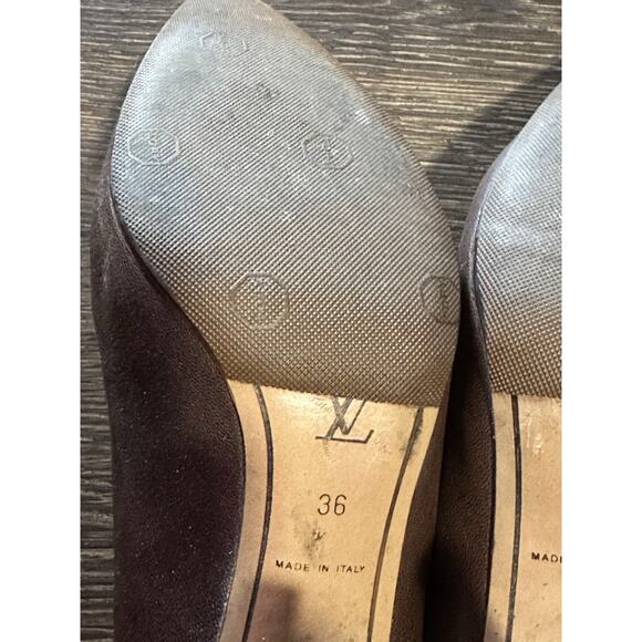 LOUIS VUITTON Brown Patent Leather Pointy Heels LV Mary Janes Pumps 90s 00s Y2k - Picture 5 of 14